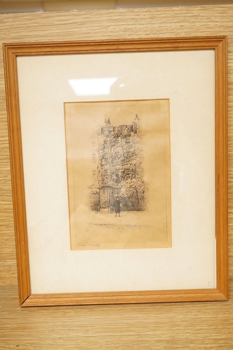 Naive School, Study of a Gloucestershire Old Spot Prize Pig, inscribed ‘Champion 1834’, oil on board, together with an etching and an oil, ‘Lowestoft Fishing Boat’, largest 19 x 39cm